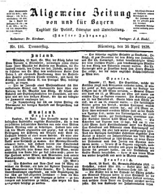 Allgemeine Zeitung von und für Bayern (Fränkischer Kurier) Donnerstag 26. April 1838
