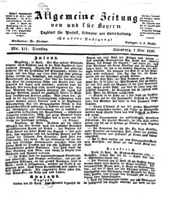 Allgemeine Zeitung von und für Bayern (Fränkischer Kurier) Dienstag 1. Mai 1838