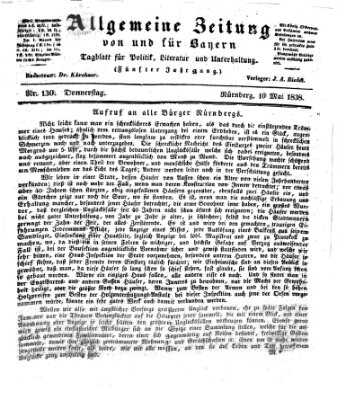 Allgemeine Zeitung von und für Bayern (Fränkischer Kurier) Donnerstag 10. Mai 1838