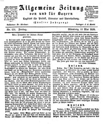 Allgemeine Zeitung von und für Bayern (Fränkischer Kurier) Freitag 11. Mai 1838