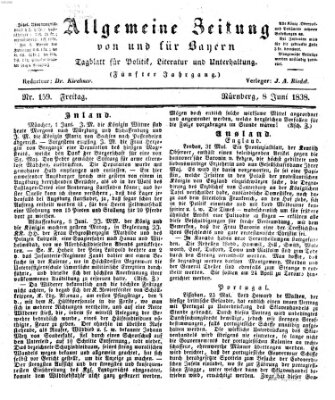 Allgemeine Zeitung von und für Bayern (Fränkischer Kurier) Freitag 8. Juni 1838