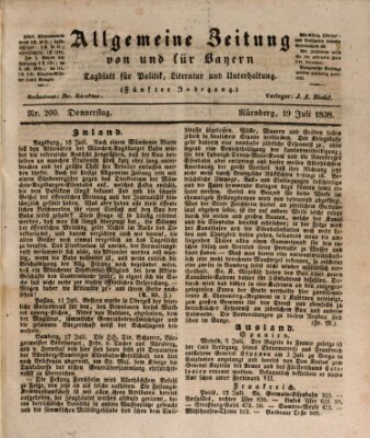 Allgemeine Zeitung von und für Bayern (Fränkischer Kurier) Donnerstag 19. Juli 1838