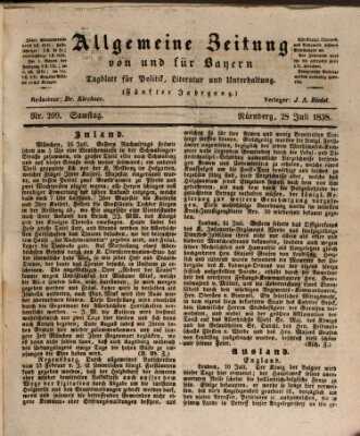 Allgemeine Zeitung von und für Bayern (Fränkischer Kurier) Samstag 28. Juli 1838