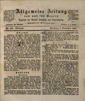 Allgemeine Zeitung von und für Bayern (Fränkischer Kurier) Mittwoch 5. September 1838