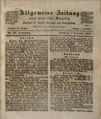 Allgemeine Zeitung von und für Bayern (Fränkischer Kurier) Donnerstag 6. September 1838