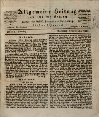 Allgemeine Zeitung von und für Bayern (Fränkischer Kurier) Samstag 8. September 1838