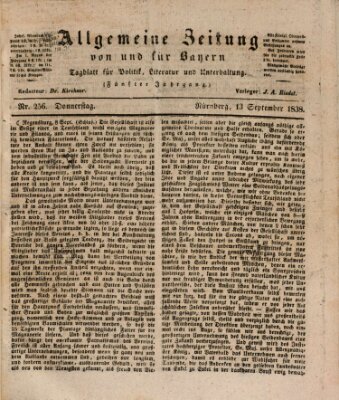 Allgemeine Zeitung von und für Bayern (Fränkischer Kurier) Donnerstag 13. September 1838