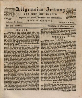 Allgemeine Zeitung von und für Bayern (Fränkischer Kurier) Sonntag 16. September 1838