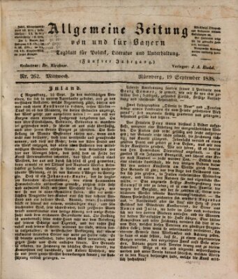 Allgemeine Zeitung von und für Bayern (Fränkischer Kurier) Mittwoch 19. September 1838