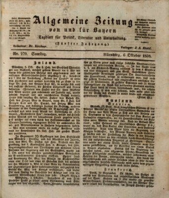 Allgemeine Zeitung von und für Bayern (Fränkischer Kurier) Samstag 6. Oktober 1838