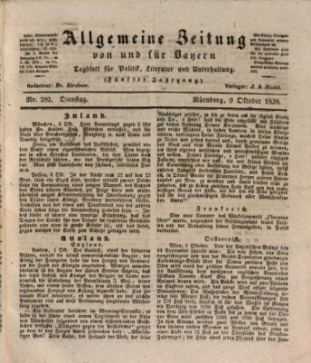 Allgemeine Zeitung von und für Bayern (Fränkischer Kurier) Dienstag 9. Oktober 1838