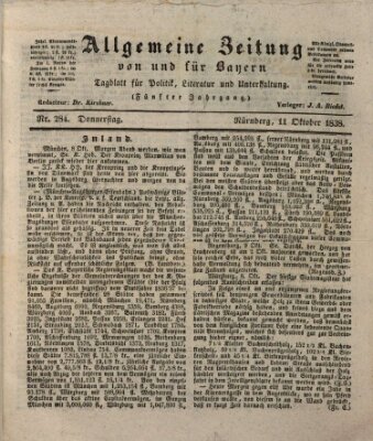 Allgemeine Zeitung von und für Bayern (Fränkischer Kurier) Donnerstag 11. Oktober 1838