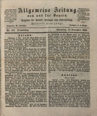 Allgemeine Zeitung von und für Bayern (Fränkischer Kurier) Donnerstag 15. November 1838