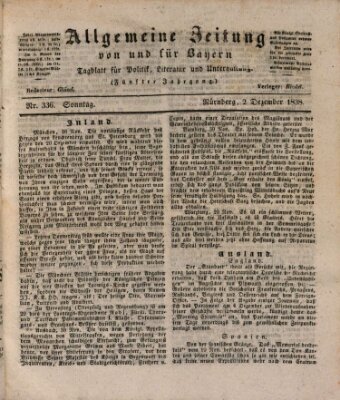 Allgemeine Zeitung von und für Bayern (Fränkischer Kurier) Sonntag 2. Dezember 1838