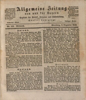 Allgemeine Zeitung von und für Bayern (Fränkischer Kurier) Mittwoch 5. Dezember 1838