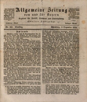 Allgemeine Zeitung von und für Bayern (Fränkischer Kurier) Samstag 8. Dezember 1838