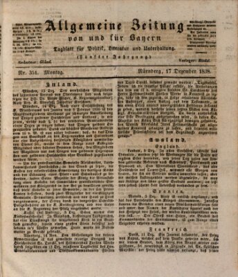 Allgemeine Zeitung von und für Bayern (Fränkischer Kurier) Montag 17. Dezember 1838