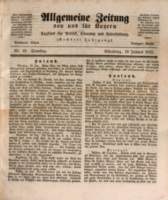 Allgemeine Zeitung von und für Bayern (Fränkischer Kurier) Samstag 19. Januar 1839