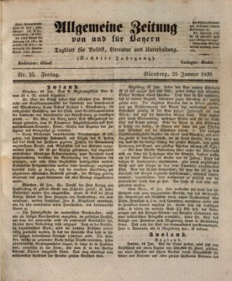 Allgemeine Zeitung von und für Bayern (Fränkischer Kurier) Freitag 25. Januar 1839