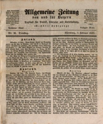 Allgemeine Zeitung von und für Bayern (Fränkischer Kurier) Dienstag 5. Februar 1839