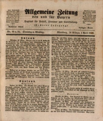 Allgemeine Zeitung von und für Bayern (Fränkischer Kurier) Montag 1. April 1839