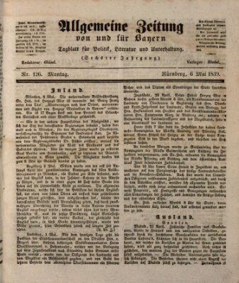 Allgemeine Zeitung von und für Bayern (Fränkischer Kurier) Montag 6. Mai 1839