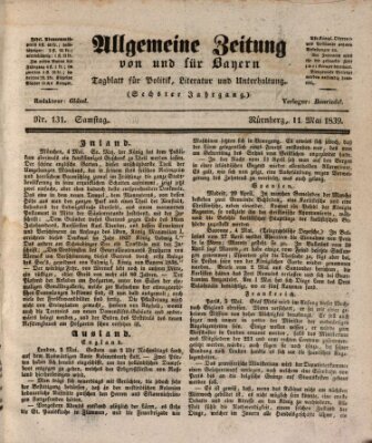 Allgemeine Zeitung von und für Bayern (Fränkischer Kurier) Samstag 11. Mai 1839