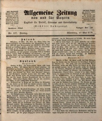 Allgemeine Zeitung von und für Bayern (Fränkischer Kurier) Freitag 17. Mai 1839