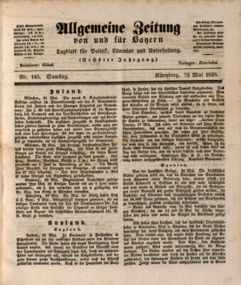 Allgemeine Zeitung von und für Bayern (Fränkischer Kurier) Samstag 25. Mai 1839