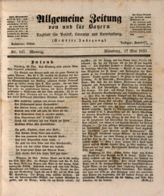 Allgemeine Zeitung von und für Bayern (Fränkischer Kurier) Montag 27. Mai 1839