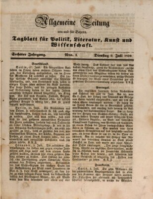 Allgemeine Zeitung von und für Bayern (Fränkischer Kurier) Dienstag 9. Juli 1839