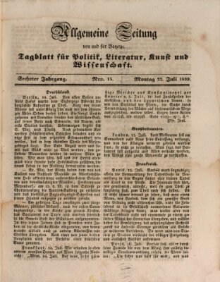 Allgemeine Zeitung von und für Bayern (Fränkischer Kurier) Montag 22. Juli 1839