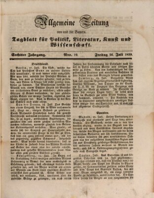 Allgemeine Zeitung von und für Bayern (Fränkischer Kurier) Freitag 26. Juli 1839