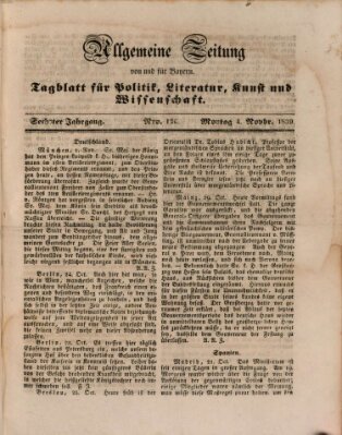 Allgemeine Zeitung von und für Bayern (Fränkischer Kurier) Montag 4. November 1839