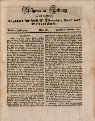 Allgemeine Zeitung von und für Bayern (Fränkischer Kurier) Freitag 8. November 1839