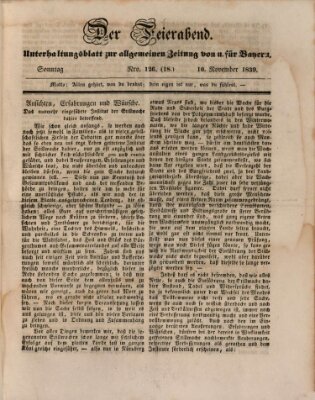 Allgemeine Zeitung von und für Bayern (Fränkischer Kurier) Sonntag 10. November 1839