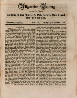 Allgemeine Zeitung von und für Bayern (Fränkischer Kurier) Dienstag 12. November 1839