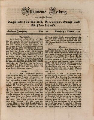 Allgemeine Zeitung von und für Bayern (Fränkischer Kurier) Samstag 7. Dezember 1839