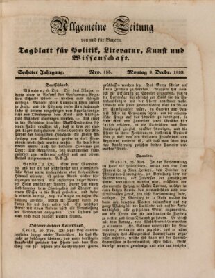 Allgemeine Zeitung von und für Bayern (Fränkischer Kurier) Montag 9. Dezember 1839