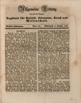 Allgemeine Zeitung von und für Bayern (Fränkischer Kurier) Mittwoch 18. Dezember 1839