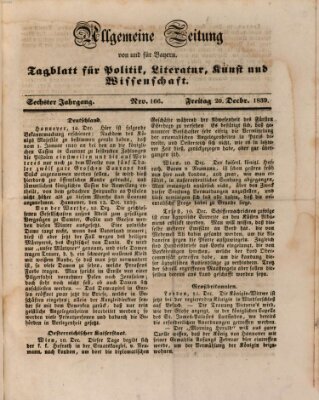 Allgemeine Zeitung von und für Bayern (Fränkischer Kurier) Freitag 20. Dezember 1839