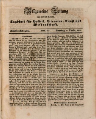 Allgemeine Zeitung von und für Bayern (Fränkischer Kurier) Samstag 21. Dezember 1839