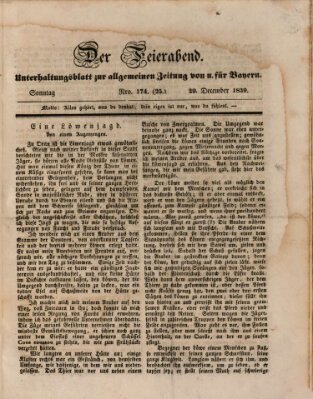 Allgemeine Zeitung von und für Bayern (Fränkischer Kurier) Sonntag 29. Dezember 1839