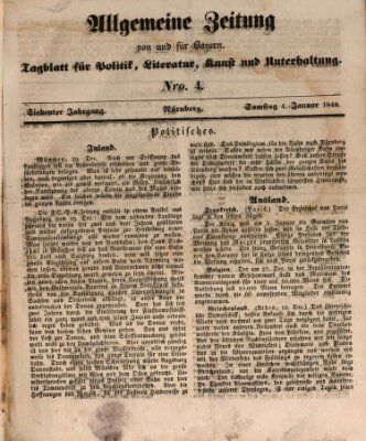 Allgemeine Zeitung von und für Bayern (Fränkischer Kurier) Samstag 4. Januar 1840