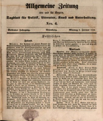 Allgemeine Zeitung von und für Bayern (Fränkischer Kurier) Montag 6. Januar 1840