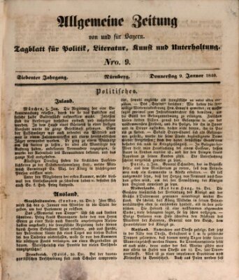 Allgemeine Zeitung von und für Bayern (Fränkischer Kurier) Donnerstag 9. Januar 1840