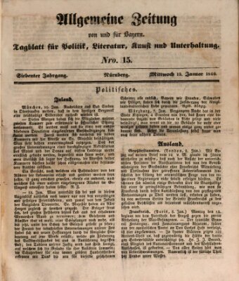 Allgemeine Zeitung von und für Bayern (Fränkischer Kurier) Mittwoch 15. Januar 1840