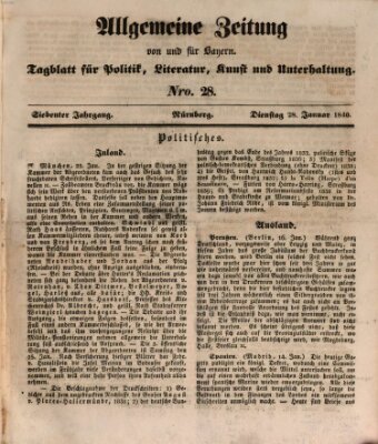 Allgemeine Zeitung von und für Bayern (Fränkischer Kurier) Dienstag 28. Januar 1840