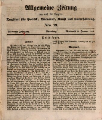 Allgemeine Zeitung von und für Bayern (Fränkischer Kurier) Mittwoch 29. Januar 1840