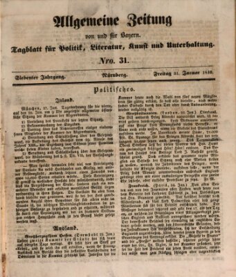 Allgemeine Zeitung von und für Bayern (Fränkischer Kurier) Freitag 31. Januar 1840